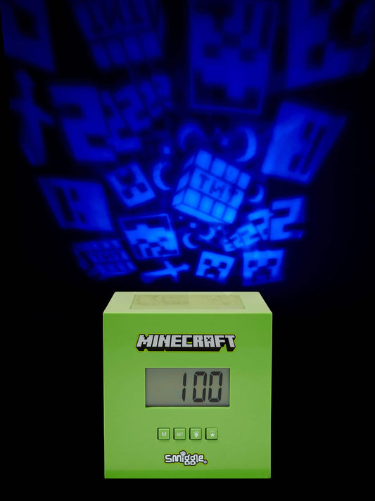 Smiggle - Işık Projektörlü Minecraft Dijital Saat-1